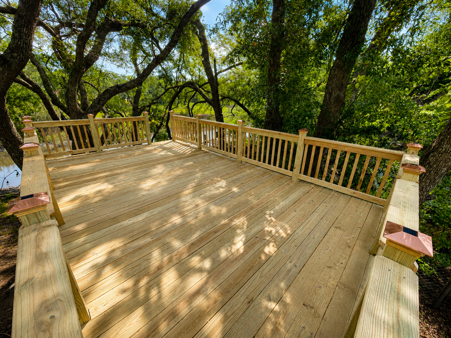 Custom multi-level deck built for a Charleston Lowcountry home
